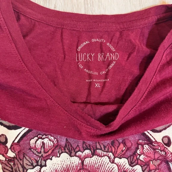 Lucky Brand Lotus Flower Graphic Long Sleeve Tee - Maroon - XL - Picture 3 of 4